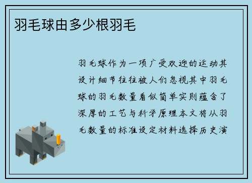 羽毛球由多少根羽毛